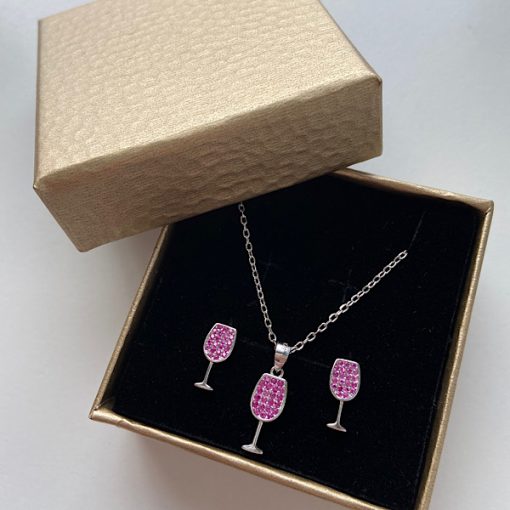 Wine Glass Set: Necklace & Earrings