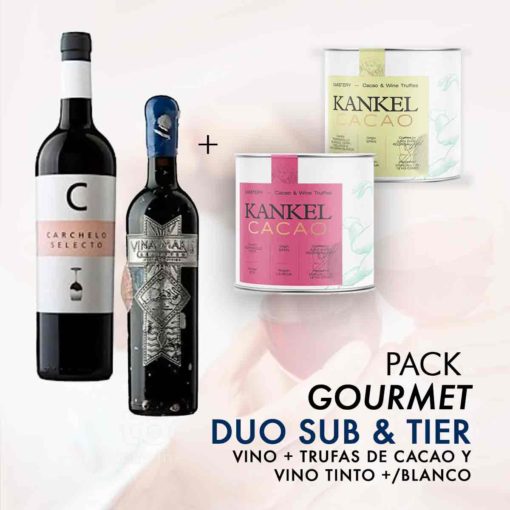 Pack Gourmet Vino Duo Submarino y Terrestre + Trufas tinto y vino blanco